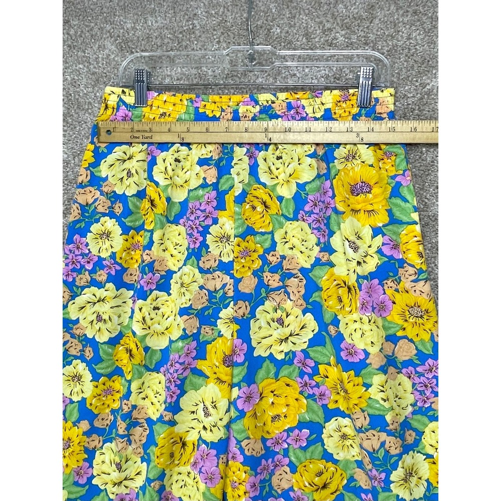 Lulus Floral Print Wide Leg Pants Womens L Blue Yellow Flowy Cottagecore Resort - Picture 6 of 9